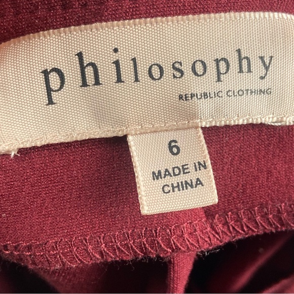 Pencil Skirt Philosophy Size 6 Burgundy Gold Zipper - Picture 9 of 11